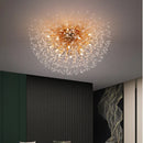 GobekUsa Golden Dandelion Crystal Chandelier: Warm Nordic LED Ceiling Lamp for Romantic Living Room.