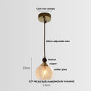 GobekUsa Amber Glass LED Pendant Light - Modern Nordic Design with Iron Base