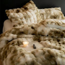 GobekUsa Luxe Faux Fur & Velvet Patchwork Bedding Set - Duvet, Sheet & Pillowcases