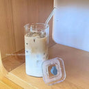 GobekUsa Heat Resistant Glass Cup with Lid and Straw for Coffee, Milk, Tea, Juice