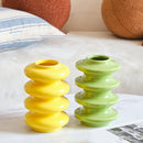 GobekUsa Geometric Circles Abstract Ceramic Vase Spiral Home Decor Accessory