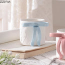 GobekUsa Bowknot Ceramic Mug & Saucer Set - Tea, Coffee, Juice Cup for Dining Table