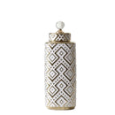 GobekUsa Geometric Golden Relief Decorative Jar - Ceramic Crystal Vase Storage Jar