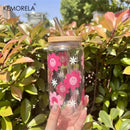 GobekUsa 470ML Pink Smiling Flower Theme Beverage Glass - Set of 1/2/4