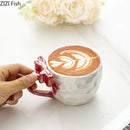 GobekUsa Bowknot Handle Porcelain Coffee Mug Set - Pearl Glazed Tea Cup Juice Cup