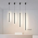 GobekUsa Black Nordic LED Tube Pendant Light for Bedroom Restaurant Kitchen Dining Room