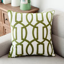 GobekUsa Green Geometric Canvas Cotton Embroidered Cushion Cover 45x45cm