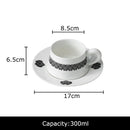 GobekUsa Black Flower Porcelain Cup & Saucer Set, Elegant Coffee Mug for Dining & Afternoon Tea