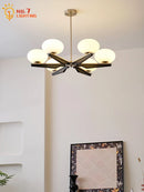 GobekUsa Cream Wood LED Chandelier, Modern Design for Living Room & Bedroom