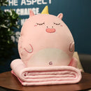 GobekUsa Cartoon Animal Throw Pillow Blanket: Two-in-one Multi-functional Home Office Summer Blanket
