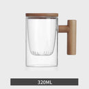 GobekUsa Glass Tea Cup Set with Wood Handle for Puer, Heat Resistant Kung Fu Style
