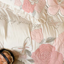GobekUsa Lace Ruffles Princess Duvet Set, Butterfly Flowers Embroidery, Cozy Bedding with Bed Sheet & Pillowcases