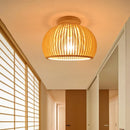 GobekUsa Bamboo Birdcage Ceiling Light: Handwoven Nordic Wood Art Fixture
