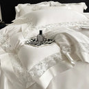 GobekUsa Lace Embroidery 1200TC Egyptian Cotton 4Pcs Bedding Set with Wide Hollow Design
