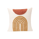 GobekUsa Gematric Tufted Burnt Orange Half Circle Cushion Cover for Living Room