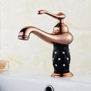 GobekUsa Gold Brass Basin Faucet with Diamond, Single Handle Hot Cold Mixer Tap