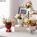 GobekUsa Lovely Ribbon Ceramic Vase Set for Cute Room Aesthetic Decor