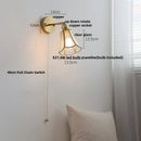 GobekUsa Gray Glass LED Wall Lights, Pull Chain Switch, Modern Nordic Design