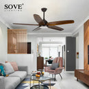 GobekUsa 60" Wood Blade Ceiling Fan with LED Light & Remote Control