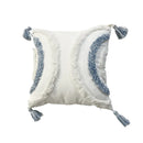 GobekUsa Geometric Diamond Tufted Embroidery Pillowcases - Blue & White Fringed, 45x45/30x50cm