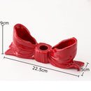 GobekUsa Bowknot Ceramic Candle Holder Desk Decoration Romantic Candlestick Aesthetic Decor