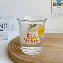 GobekUsa 320ml Glass Tumbler Cup - French Style Bon Appetit Iced Coffee Juice Water Glass