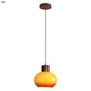GobekUsa Amber Glass LED Pendant Light for Kitchen Cafe Restaurant Rustic Wood Interior Lighting