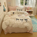 GobekUsa Korean Princess Bow Lattice Pompom Bedding Set - Single Queen Size