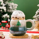 GobekUsa Christmas Santa Ceramic Mug with Lid - Festive Holiday Gift for Home & Office