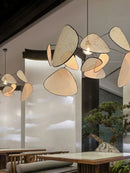 GobekUsa Leaf Grid Handmade Rattan Screen Chandelier for Modern Living Room and Bedroom