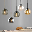 Smoky Gray Glass Globe Pendant Light With Iron Finish