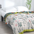 GobekUsa Japanese Cotton Single Bedspread with Pillow Towel - Floral Birds Design