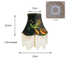 GobekUsa Boho Bird Floral Jacquard Tasseled Lampshade - Maximalist Style