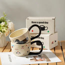 GobekUsa Cartoon Big Ear Cup Ceramic Mug for Coffee, Milk, and Oatmeal