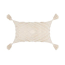 GobekUsa Boho Tufted Beige White Tassel Pillow Cover Home Decor Square Beaded Case