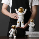 GobekUsa Astronaut Figurines: Modern Spaceman with Moon Sculpture, Perfect Gift for Man & Boyfriend