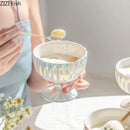 GobekUsa Gradient Gloss Ceramic Dessert Bowl Goblet Jewelry Tray Decor Snack Storage Container