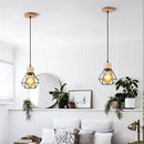 Vintage Black Wood and Iron Cage Pendant Light