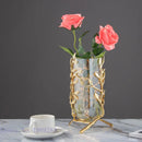 GobekUsa Gold Frame Glass Vase with Rattan Branches for Home Decor & Flower Arrangement