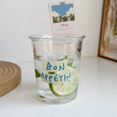 GobekUsa 320ml Glass Tumbler Cup - French Style Bon Appetit Iced Coffee Juice Water Glass