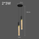 Modern Crystal Rod Pendant Light in Black or Gold