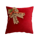 GobekUsa Christmas Bow Patchwork Velvet Pillow Cover Set for Festive Home Decor