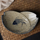 GobekUsa Japanese Fish Print Ceramic Tableware - Special-shaped Large Dinner Plate Set