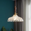 GobekUsa LED Pendant Light Fixture Wood Handle Clear Glass Modern Hanging Lamp