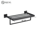 GobekUsa Black Bathroom Set: Towel Holder, Paper Holder, Gold Rod, Robe Hook - Stainless Steel Accessories