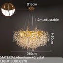 GobekUsa Gold Crystal Chandelier LED Round Light Island Branch Chandelier