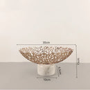 GobekUsa Coral Disc Pedestal | Metal Tray Marble Base Fruit Plate Gold Compote