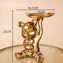 GobekUsa Bear Doll Storage Tray Piggy Bank Snacks Makeup Key Holder Home Decor Accessory
