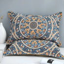 GobekUsa Cotton Picnic Blanket/Bedspread - Double Bed 150 Flowers Blue, High Quality Pillowcases