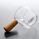 GobekUsa Glass Espresso Measuring Cup with Wood Handle, Milk Jug for Coffee & Sauce